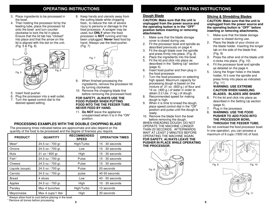 Bravetti BP101H3 owner manual Dough Blade, Slicing & Shredding Blades 