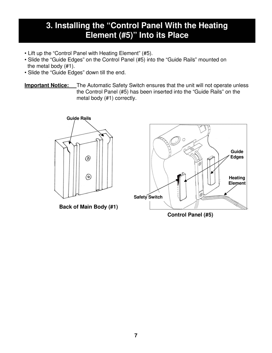 Bravetti EP165 manual Back of Main Body #1 Control Panel #5 