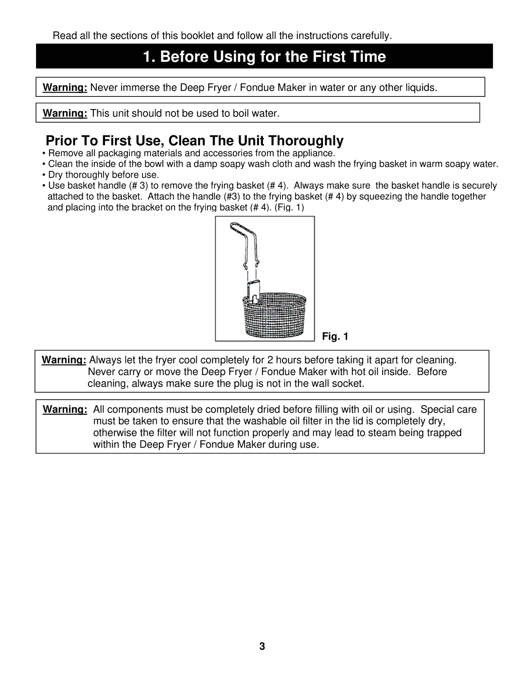 Bravetti EP64 manual Before Using for the First Time, Prior To First Use, Clean The Unit Thoroughly 