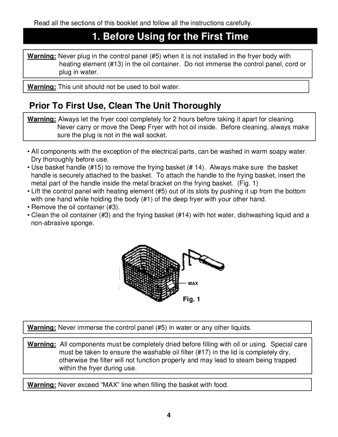 Bravetti EP67 manual Before Using for the First Time, Prior To First Use, Clean The Unit Thoroughly 