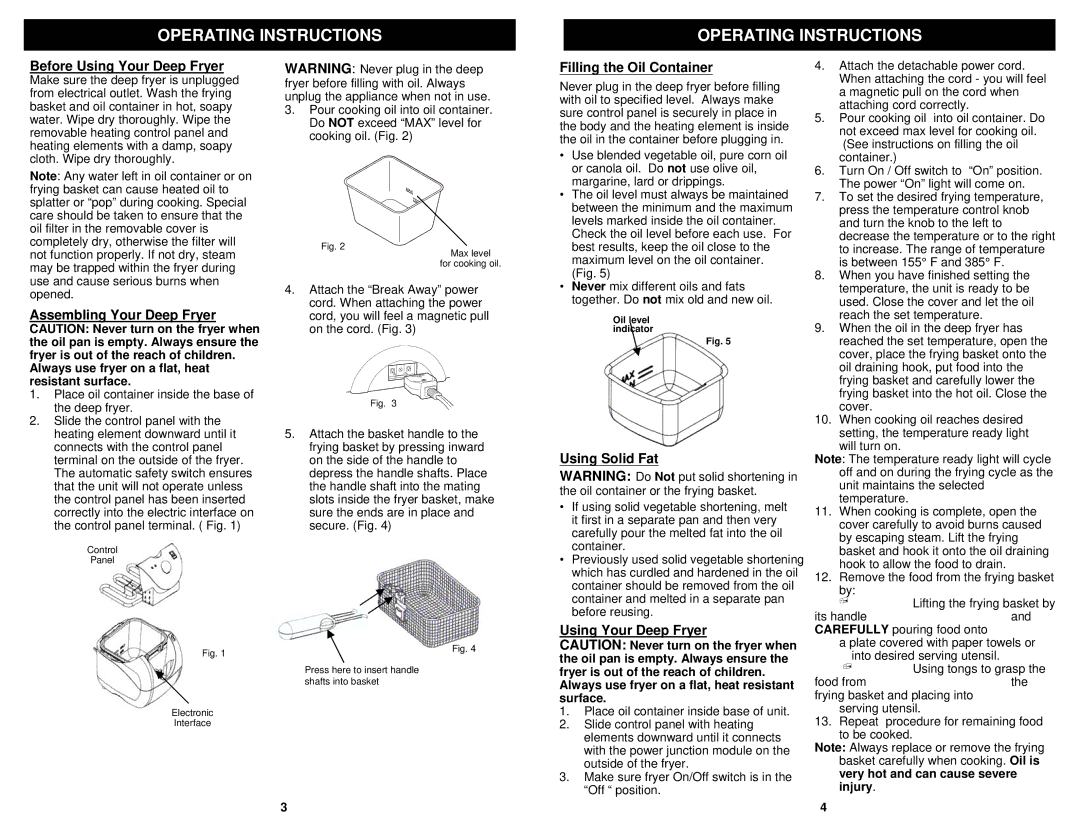 Bravetti F1011H owner manual Operating Instructions 