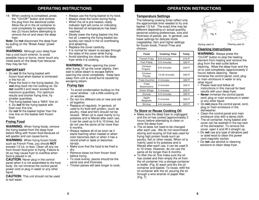 Bravetti F1011H owner manual Operating Instructions Operation Instructions 