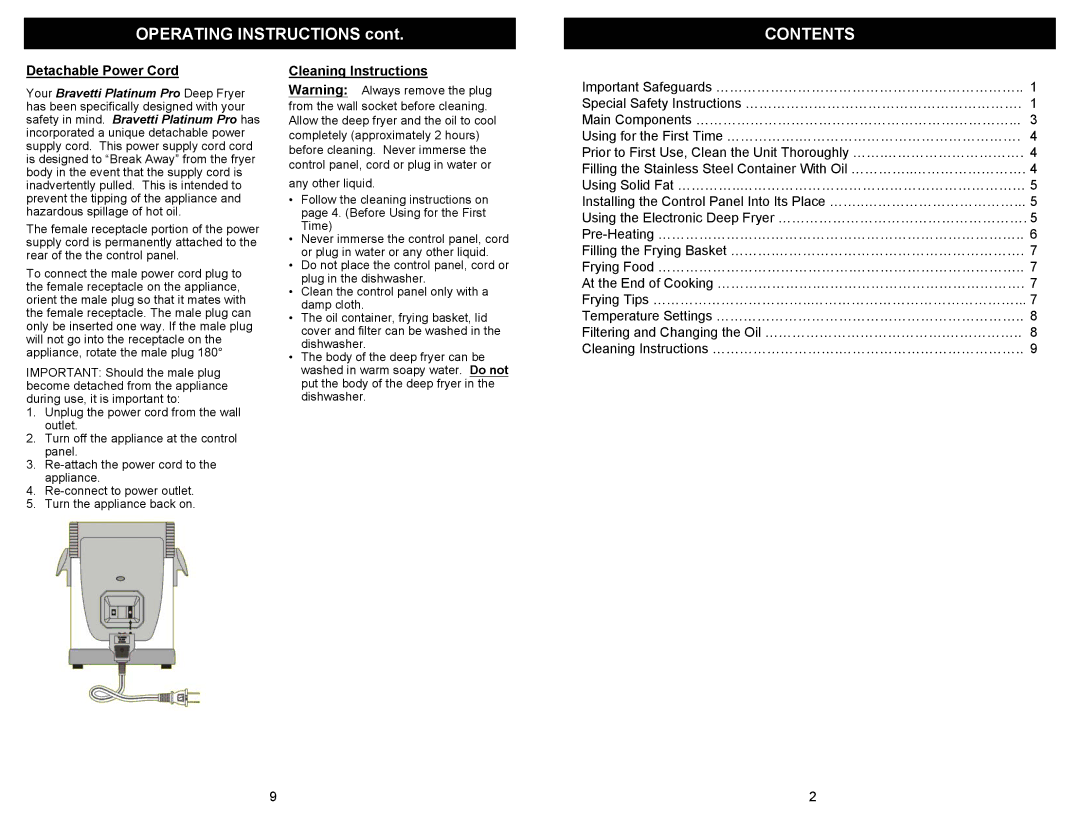 Bravetti F1065D owner manual Contents 