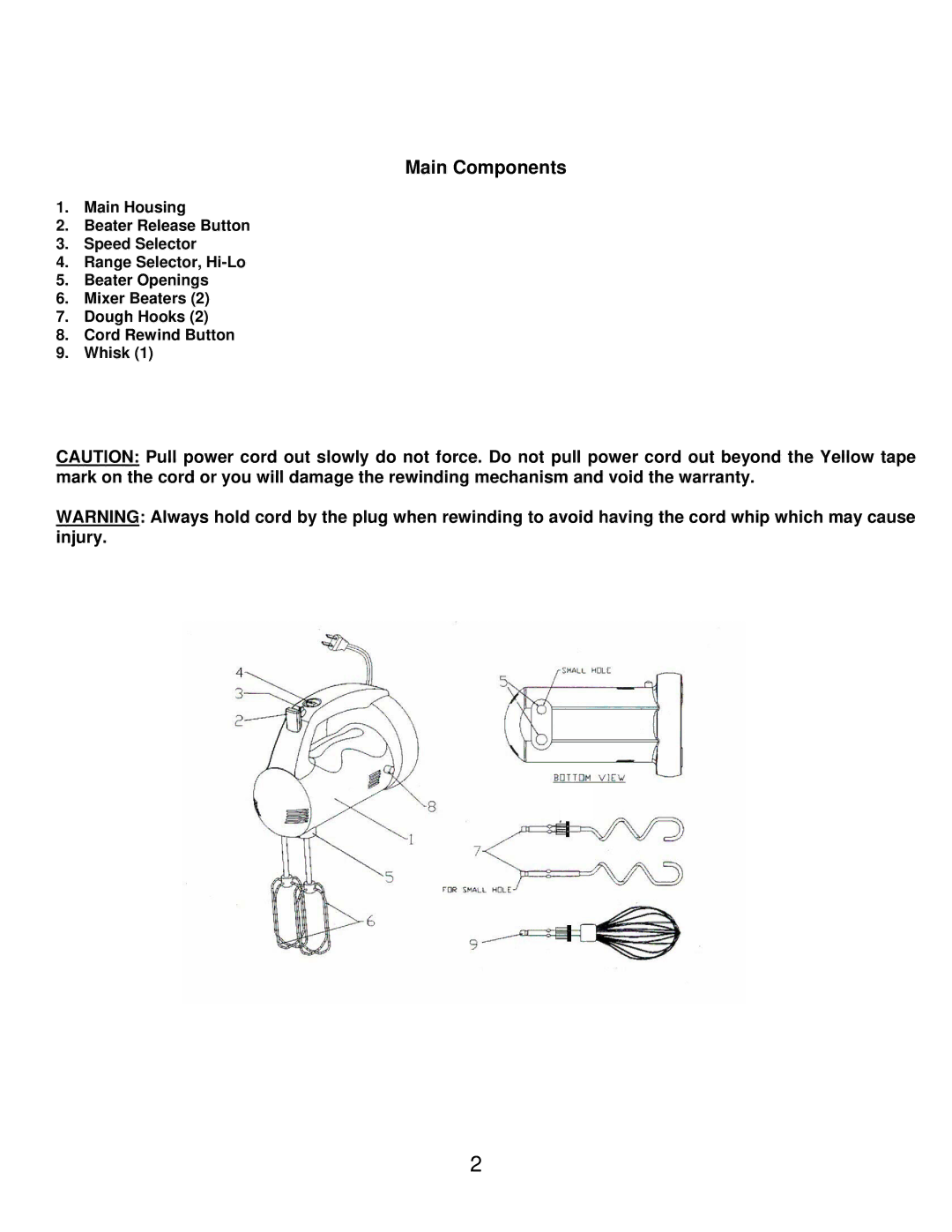 Bravetti FP201 manual Main Components 