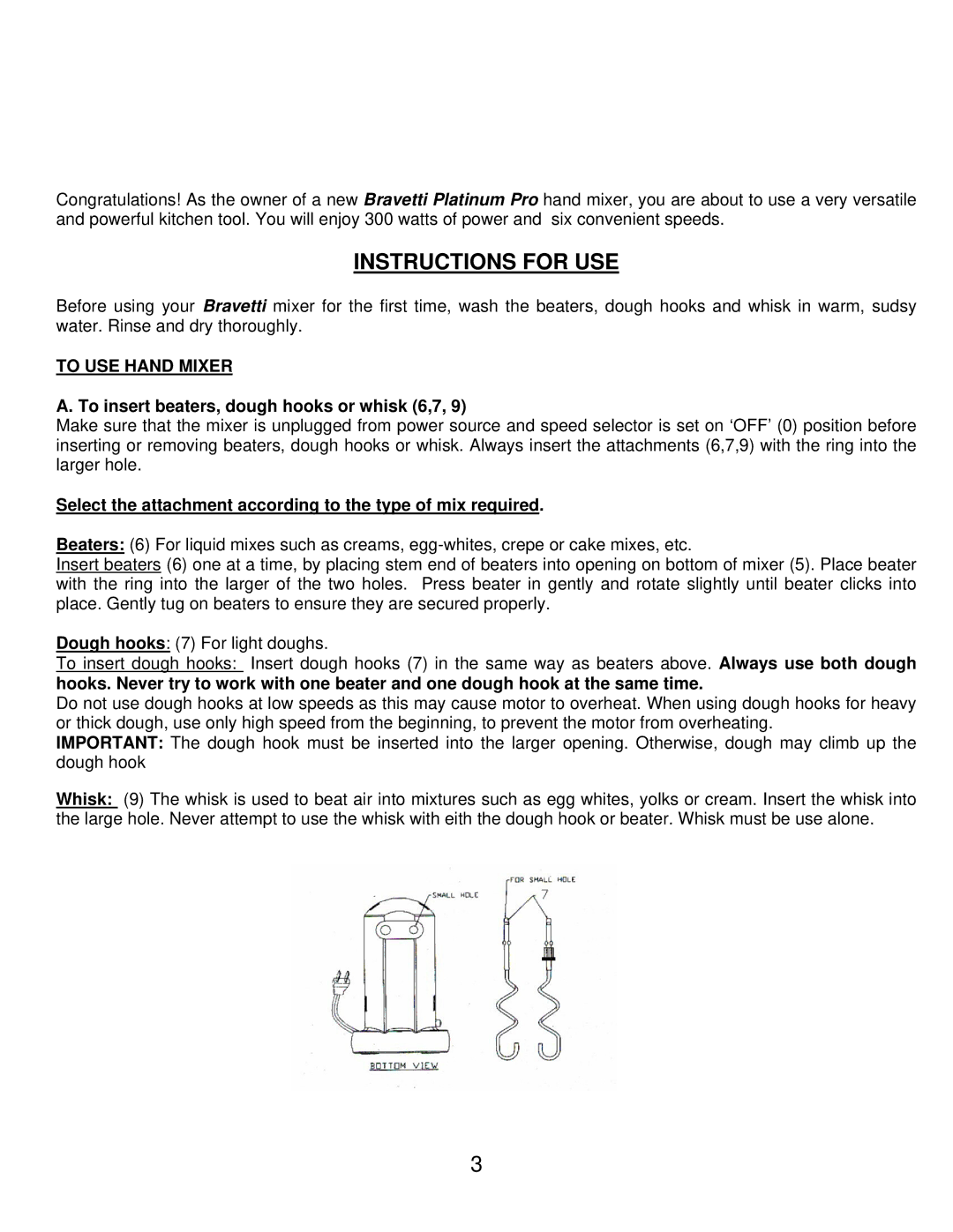 Bravetti FP201 manual Instructions for USE 