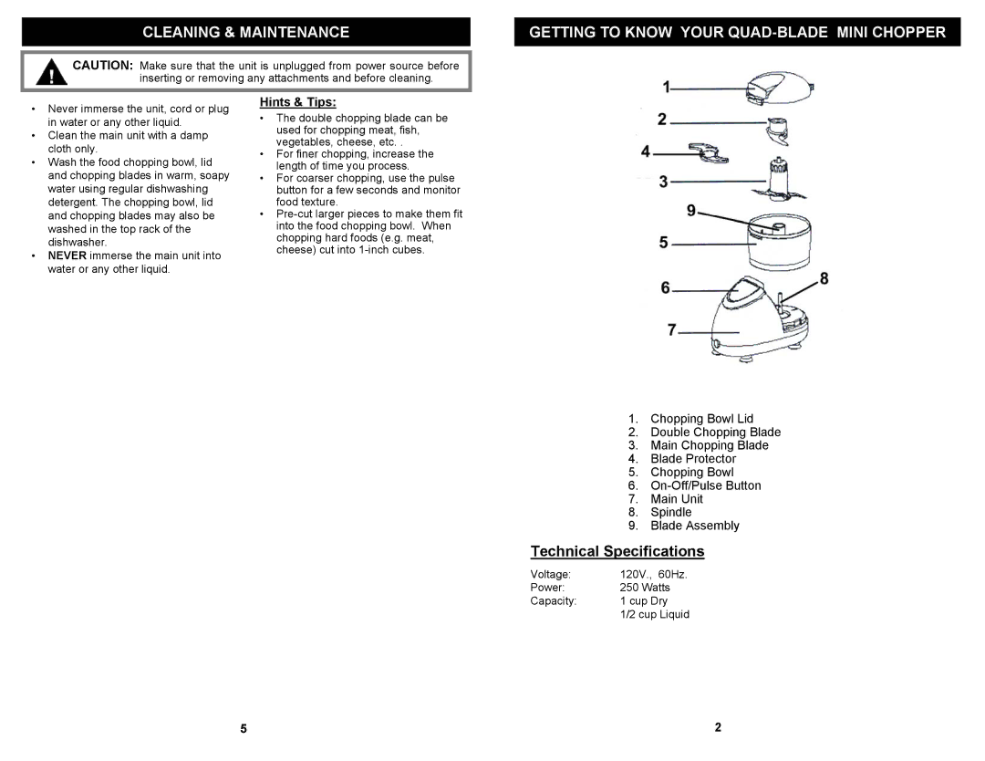 Bravetti K4702H owner manual Hints & Tips 