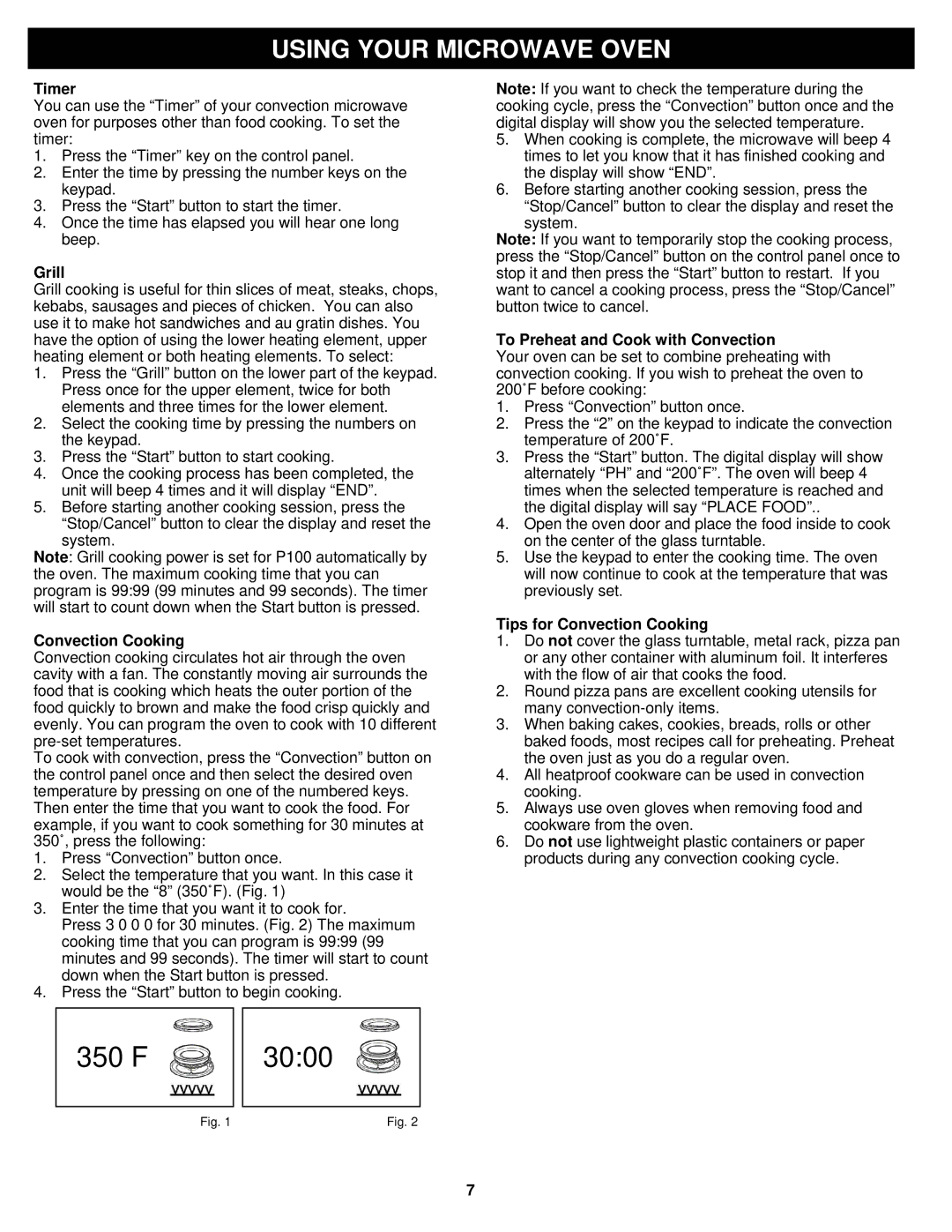 Bravetti K5345H owner manual To Preheat and Cook with Convection, Tips for Convection Cooking 