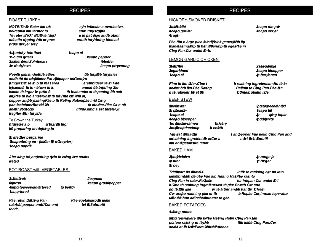 Bravetti KR450B owner manual Recipes 