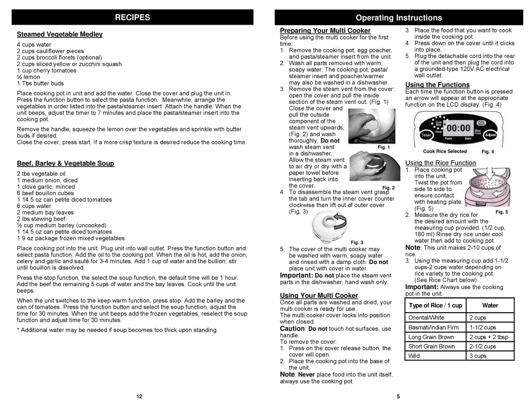 Bravetti MC665H owner manual Operating Instructions 