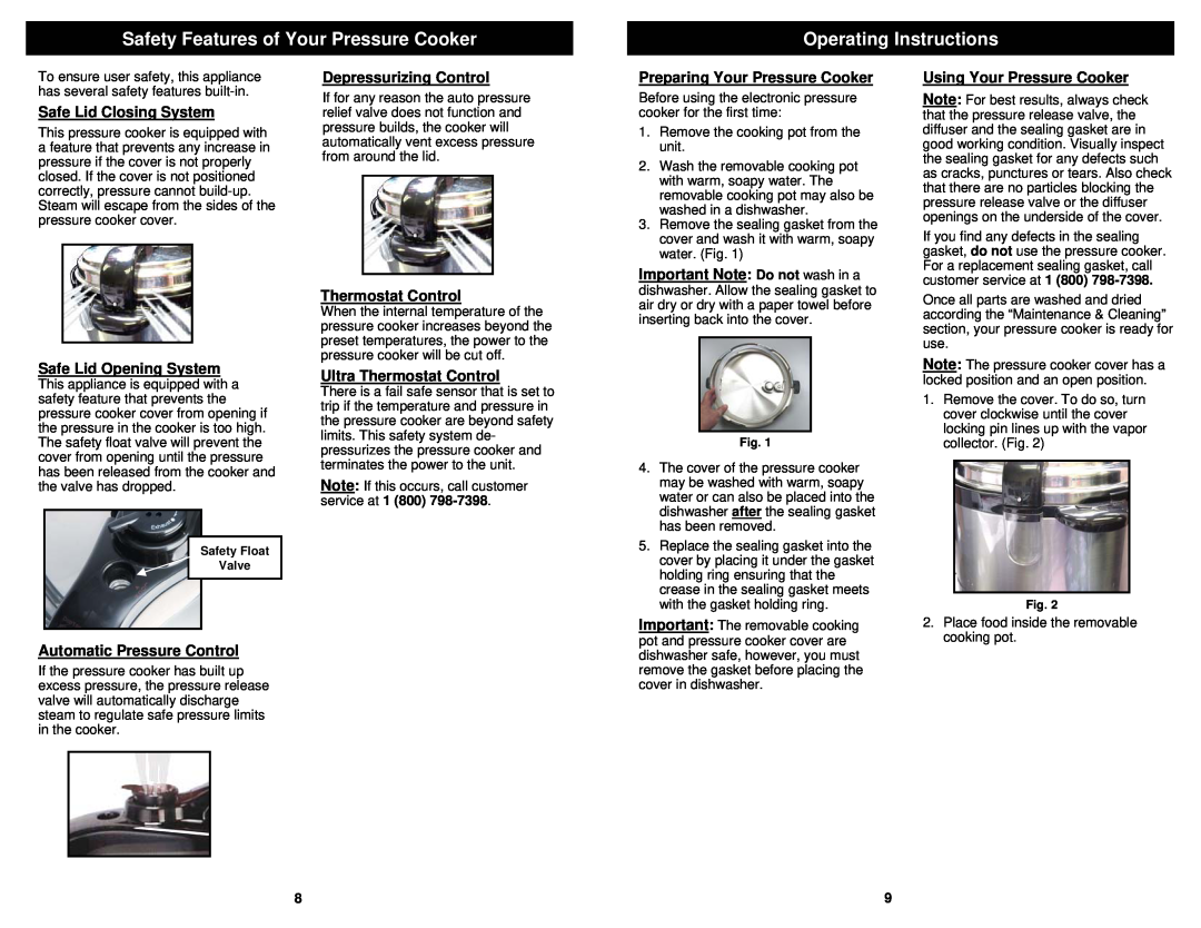Bravetti PC107HA owner manual Safety Features of Your Pressure Cooker, Operating Instructions, Safe Lid Closing System 