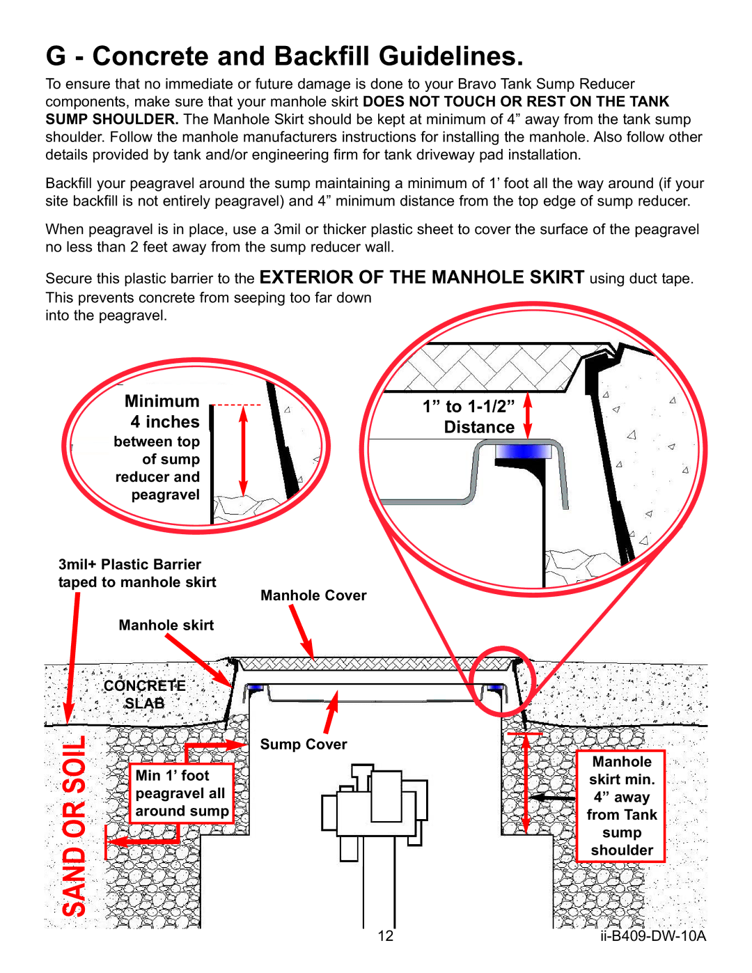 Bravo View B409 installation instructions Concrete and Backfill Guidelines, Concrete Slab 