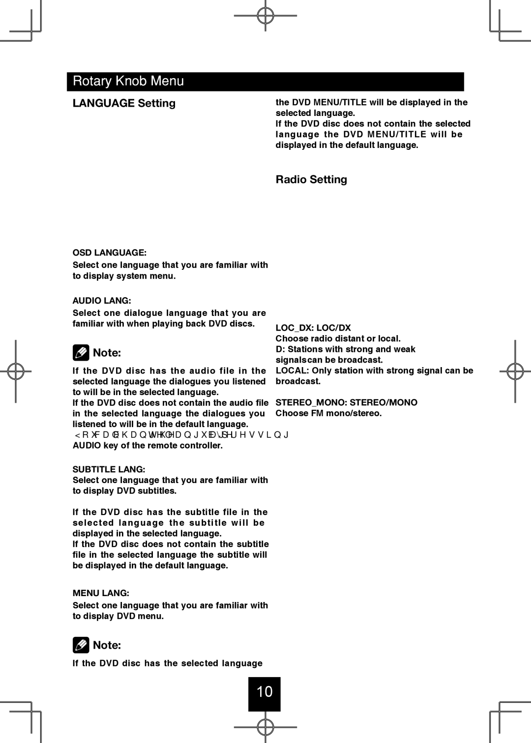 Bravo View IND-5000BT user manual Language Setting, Radio Setting 