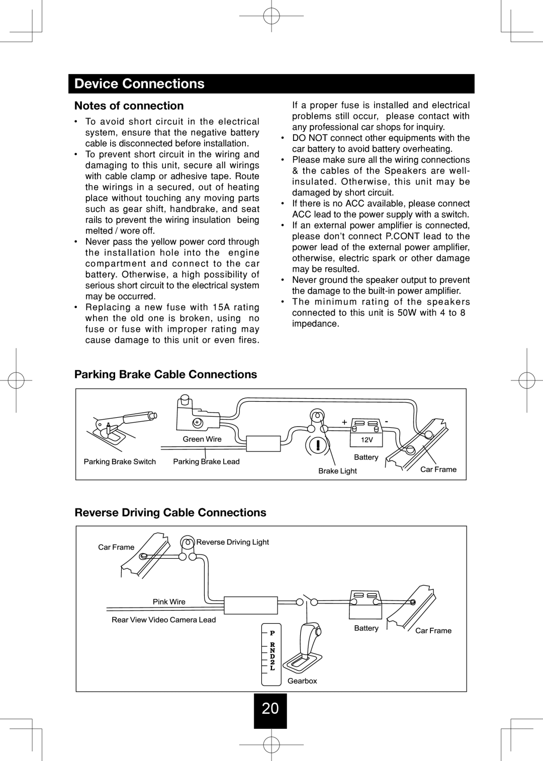 Bravo View IND-5000BT user manual Device Connections 