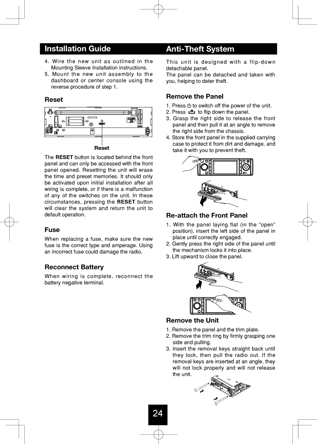 Bravo View IND-5000BT user manual Anti-Theft System 