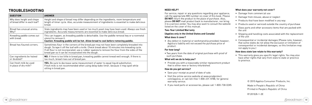 Breadman Professional Bread Maker, BK1050S, BK1060S instruction manual Need HELP? 