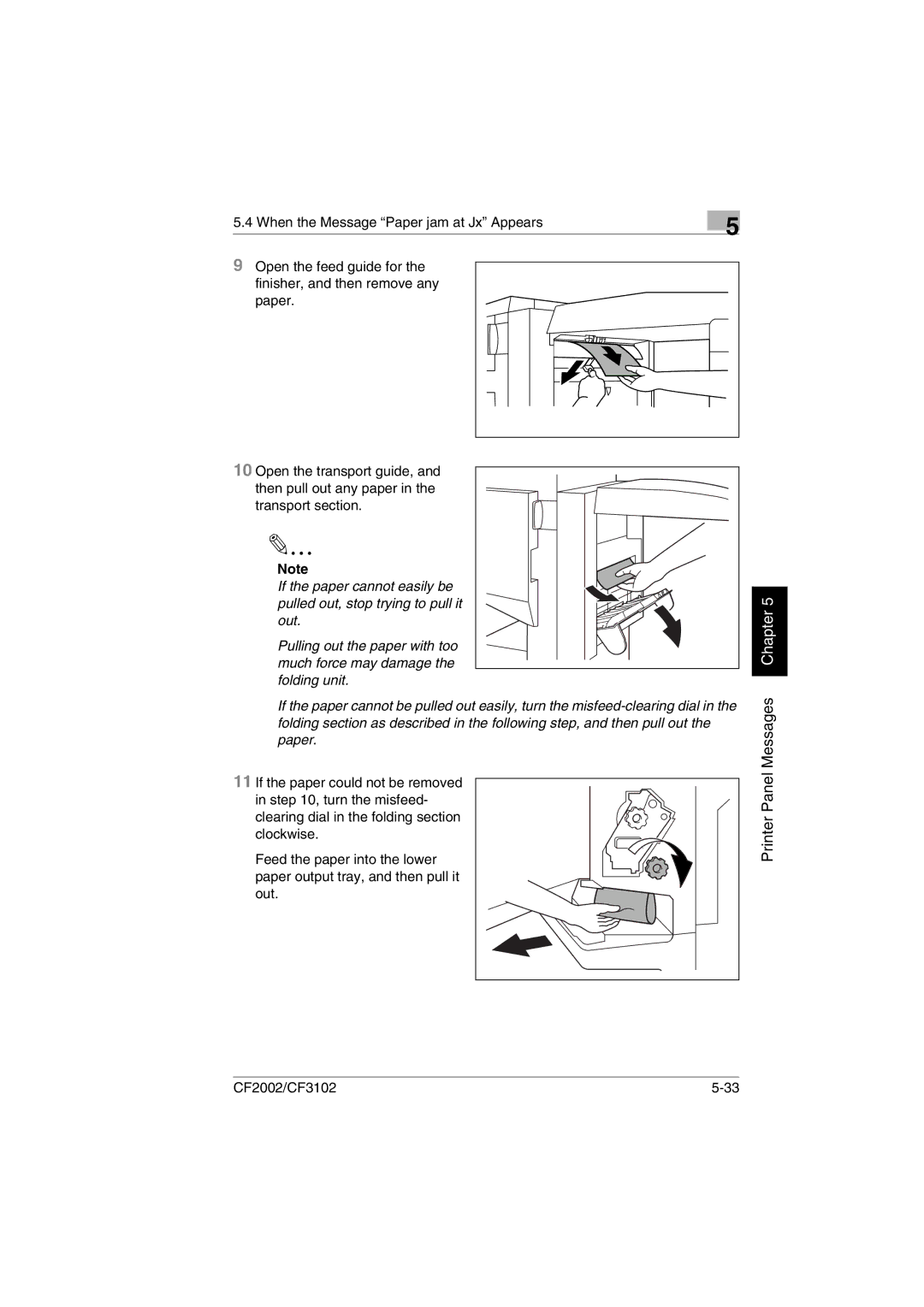 Breadman CF3102, CF2002 user manual Printer Panel Messages Chapter 