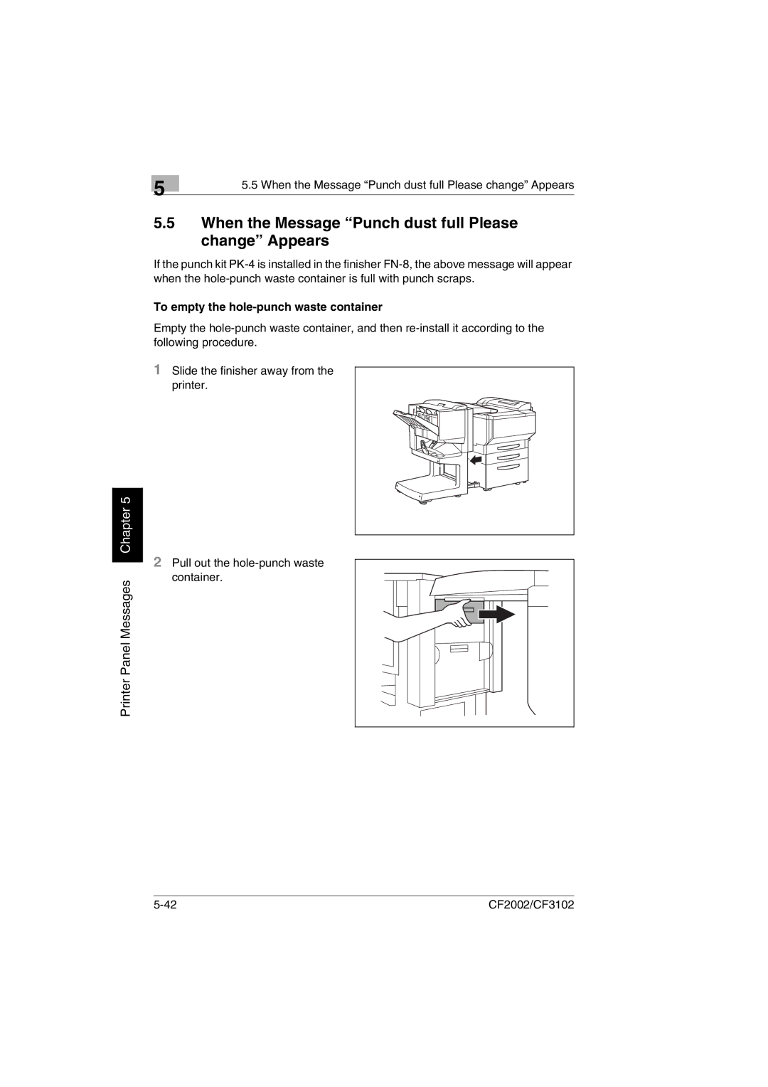 Breadman CF2002, CF3102 When the Message Punch dust full Please change Appears, To empty the hole-punch waste container 