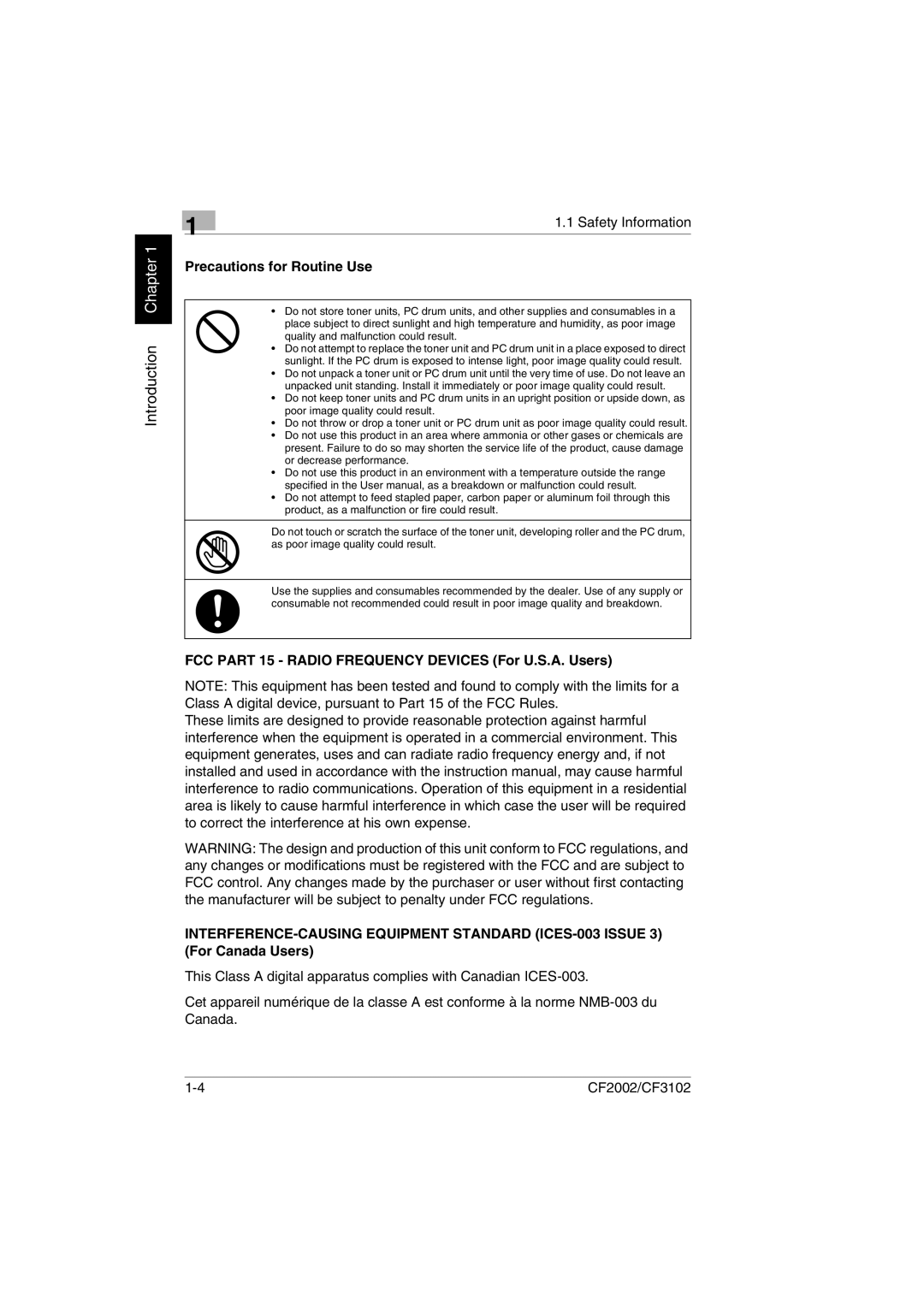 Breadman CF2002, CF3102 user manual Precautions for Routine Use 