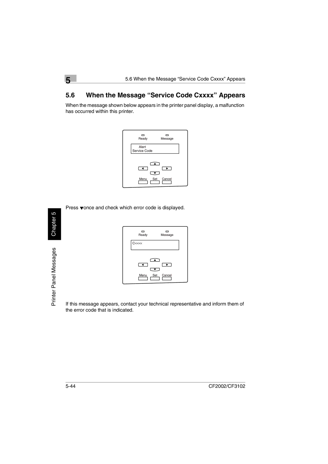 Breadman CF2002, CF3102 user manual When the Message Service Code Cxxxx Appears 