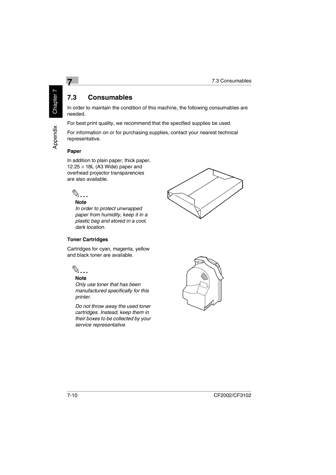 Breadman CF2002, CF3102 user manual Consumables, Paper, Toner Cartridges 