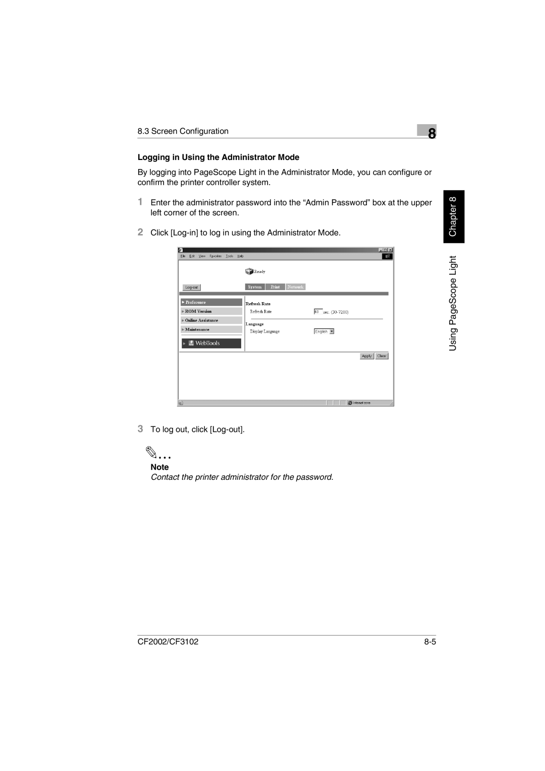 Breadman CF3102, CF2002 user manual Contact the printer administrator for the password 