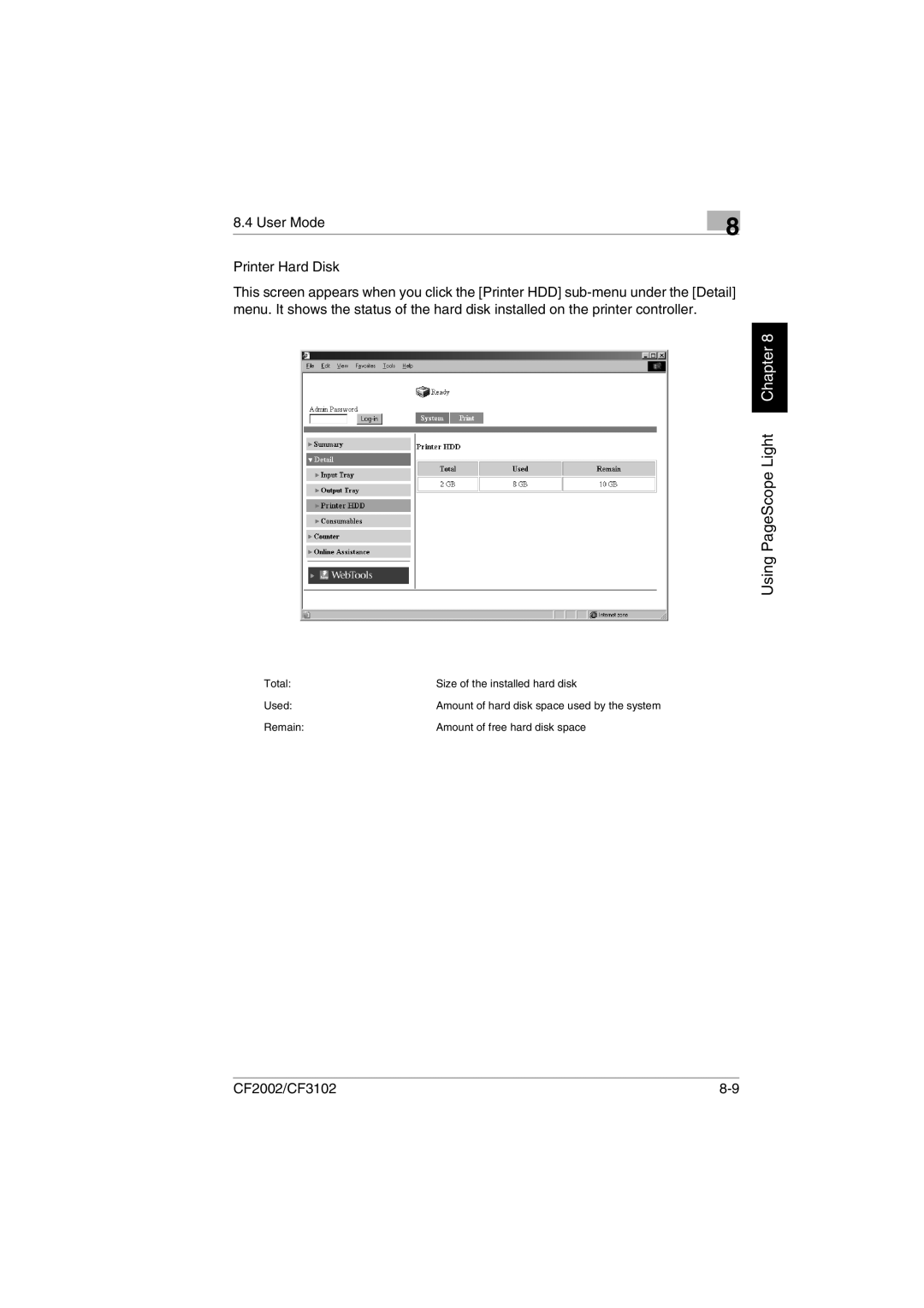 Breadman CF3102, CF2002 user manual User Mode Printer Hard Disk 