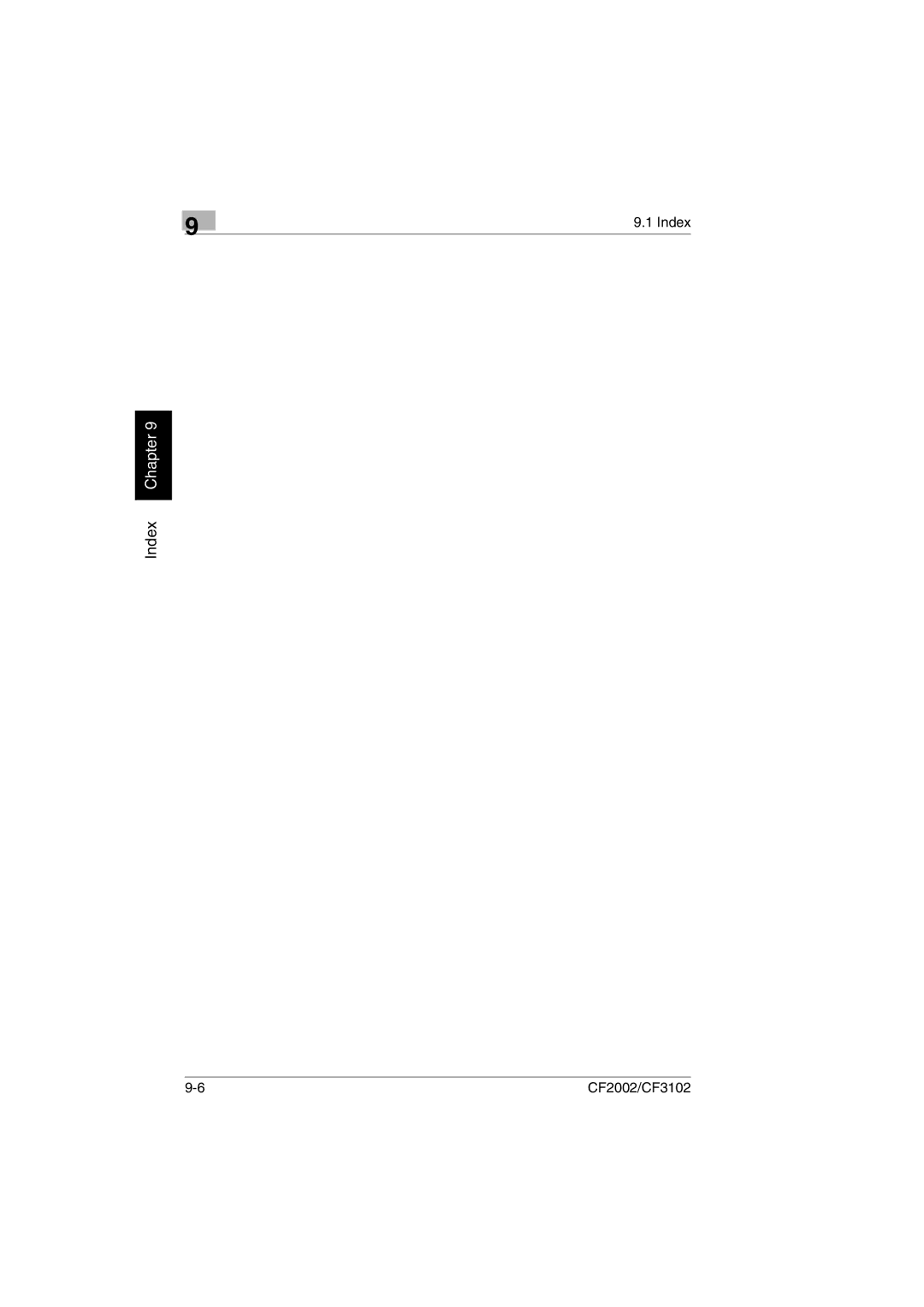 Breadman CF2002, CF3102 user manual Index Chapter 