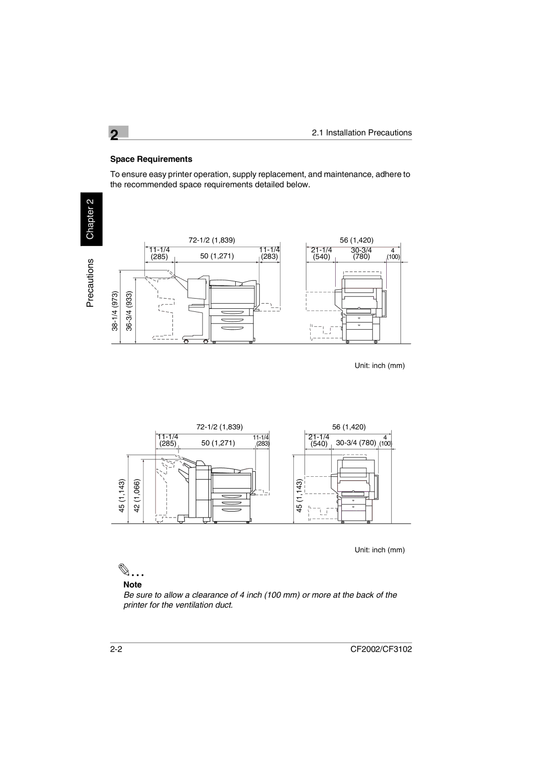 Breadman CF2002, CF3102 user manual Space Requirements 