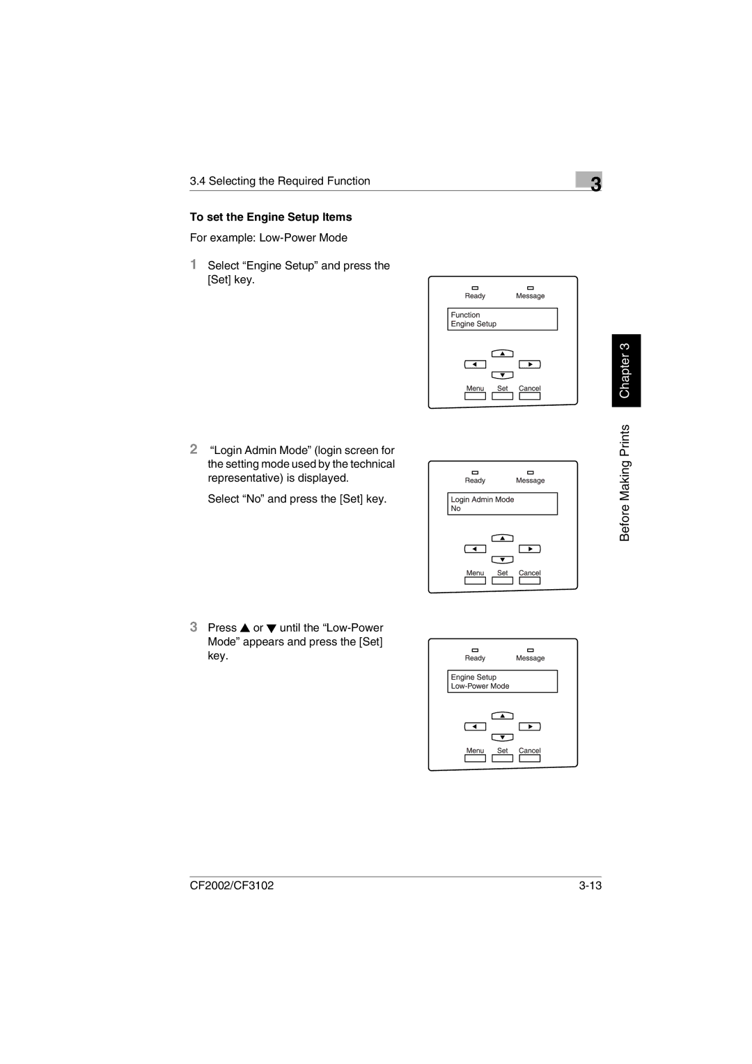 Breadman CF3102, CF2002 user manual To set the Engine Setup Items 