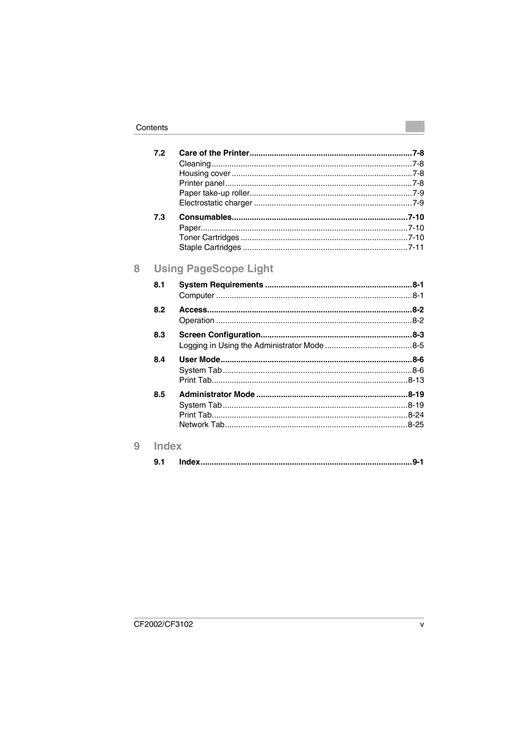 Breadman CF3102, CF2002 user manual Care of the Printer, Consumables, Paper Toner Cartridges Staple Cartridges, Index 