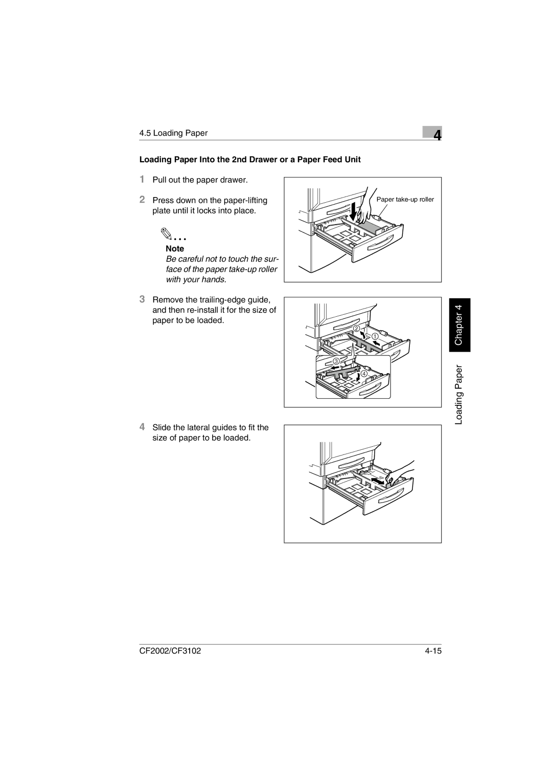 Breadman CF3102, CF2002 user manual Loading Paper Into the 2nd Drawer or a Paper Feed Unit 