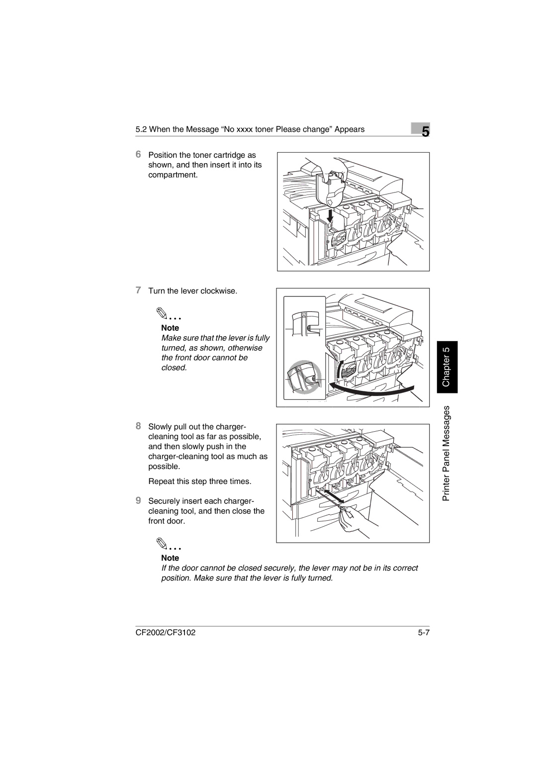 Breadman CF3102, CF2002 user manual Printer Panel Messages Chapter 