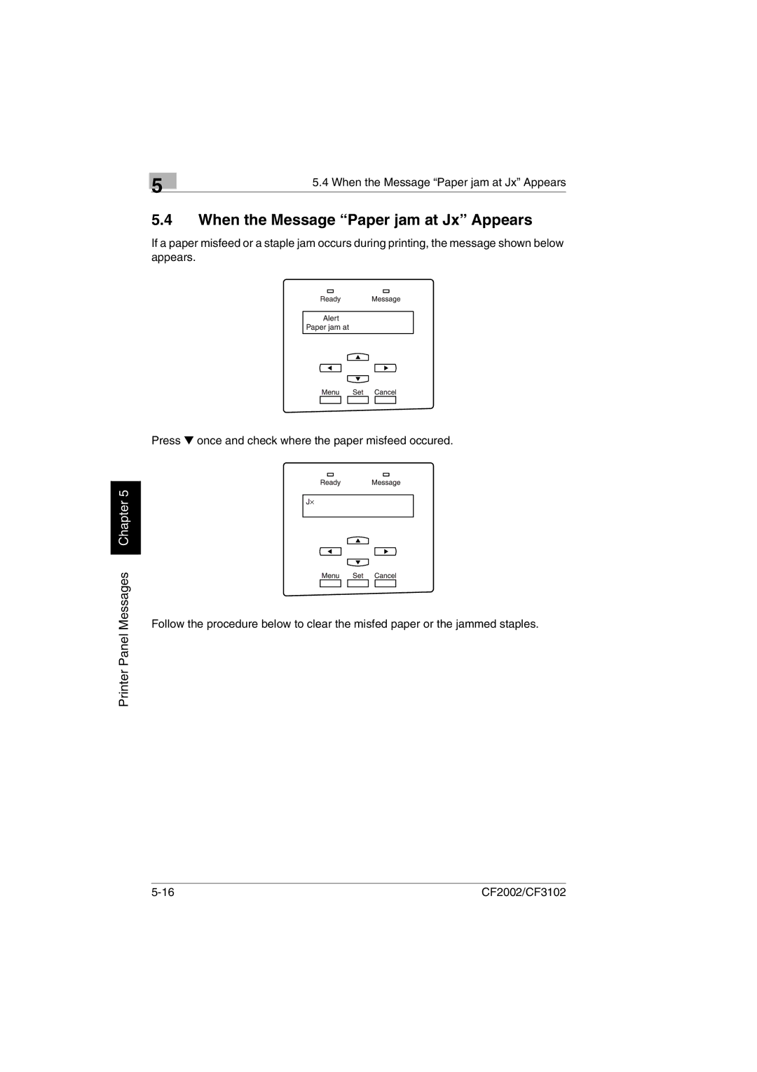 Breadman CF2002, CF3102 user manual When the Message Paper jam at Jx Appears 