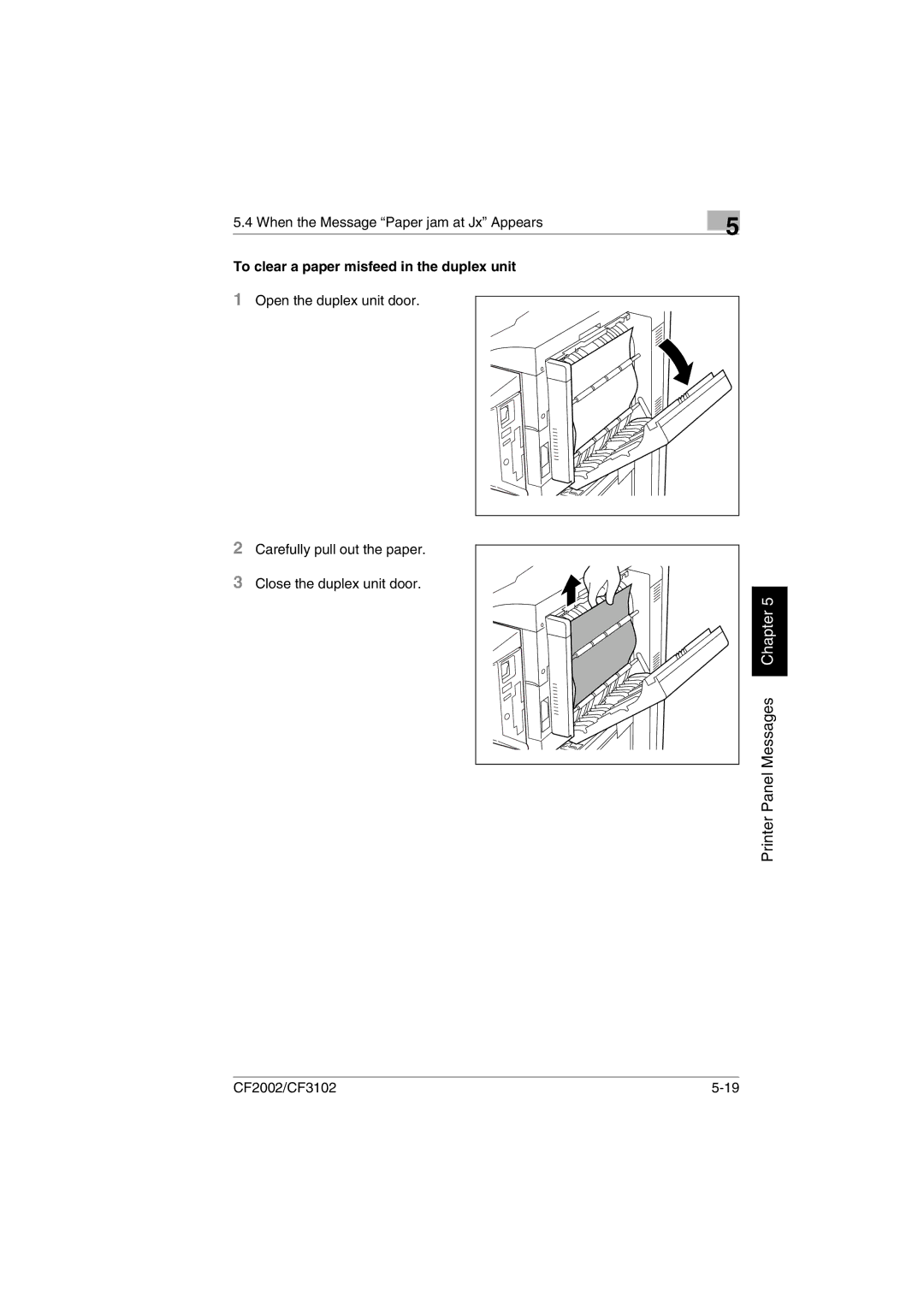 Breadman CF3102, CF2002 user manual To clear a paper misfeed in the duplex unit 