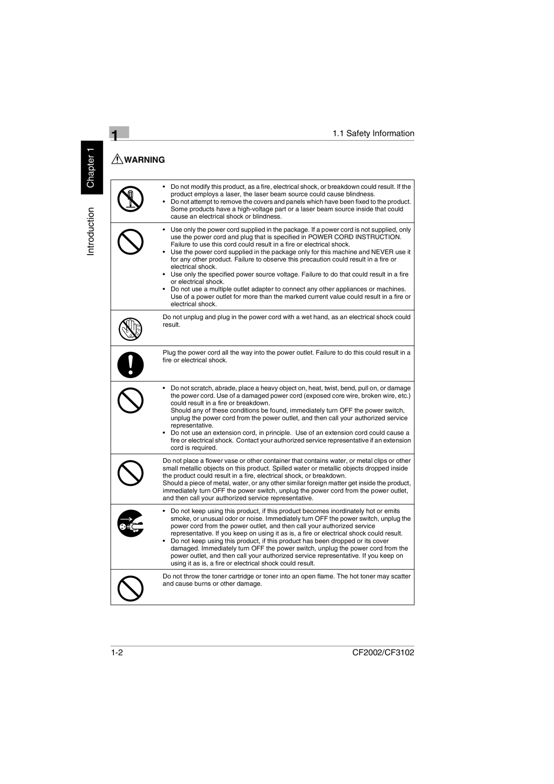 Breadman CF2002, CF3102 user manual Safety Information 