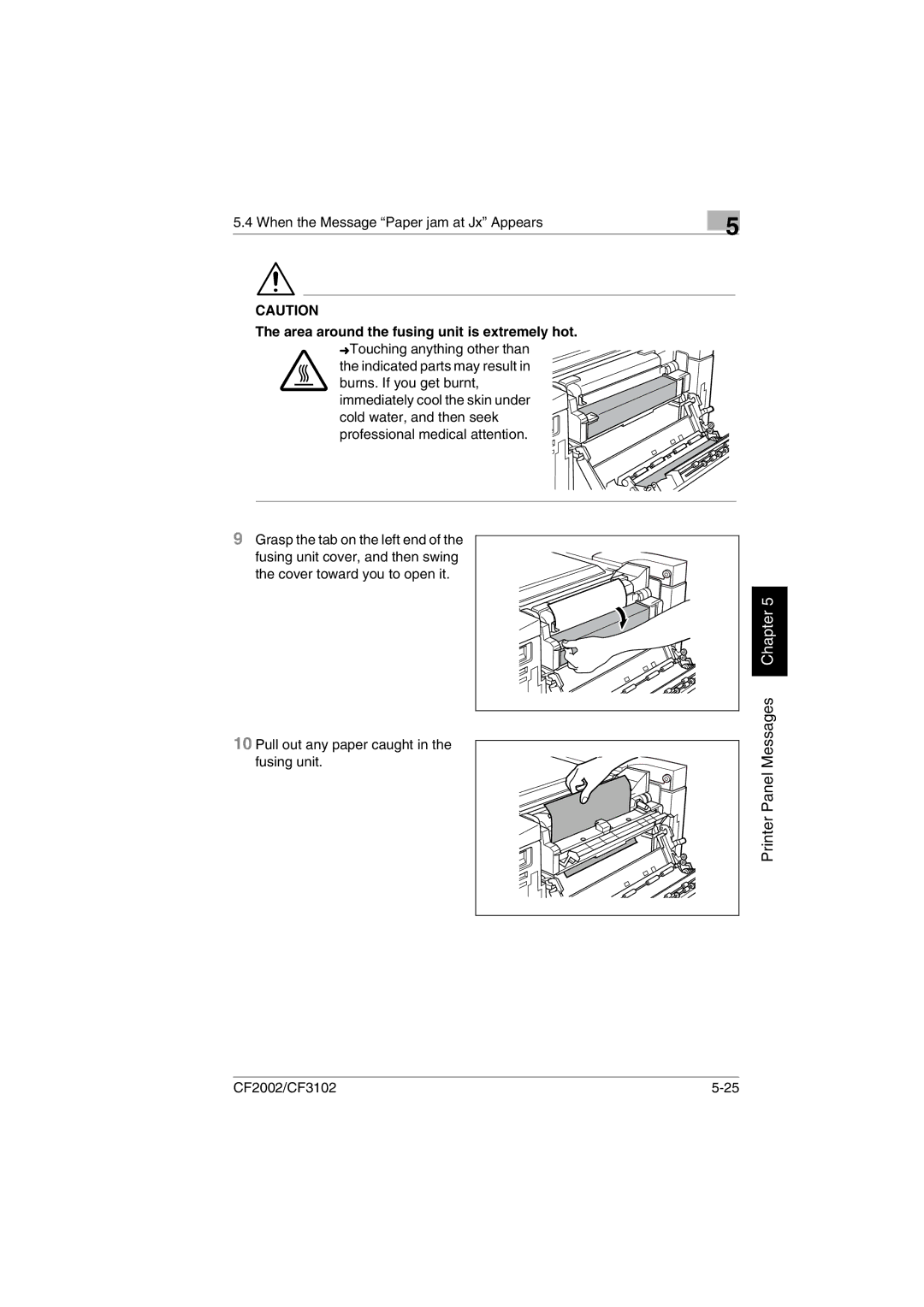 Breadman CF3102, CF2002 user manual Area around the fusing unit is extremely hot 