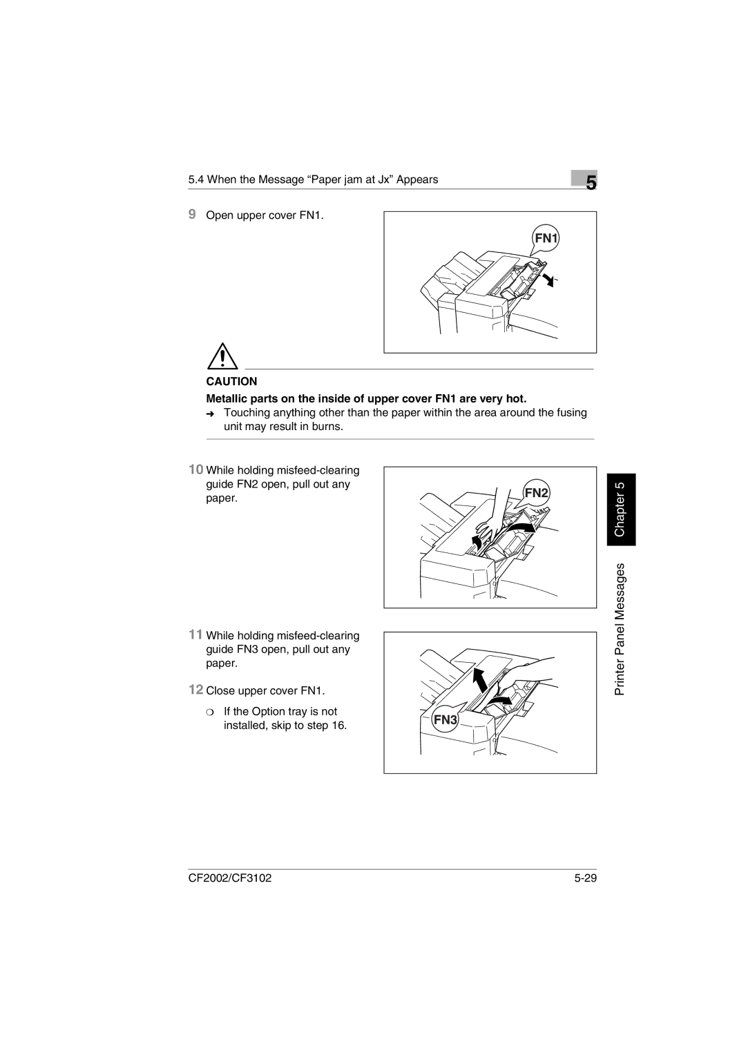 Breadman CF3102, CF2002 user manual Metallic parts on the inside of upper cover FN1 are very hot 