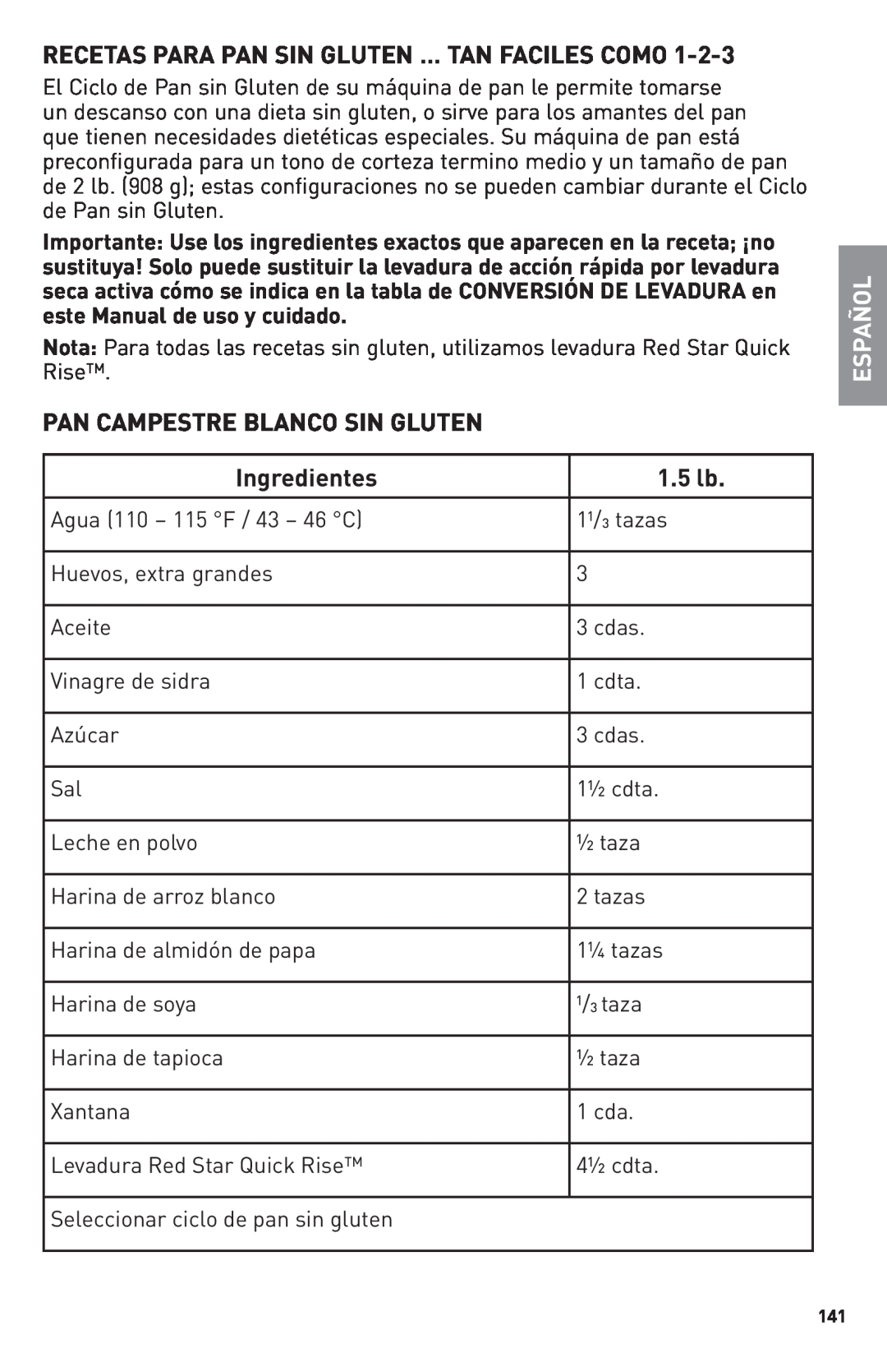 Breadman Bring Home the Bakery Recetas Para Pan Sin Gluten ... Tan Faciles Como, Pan Campestre Blanco Sin Gluten, 1.5 lb 