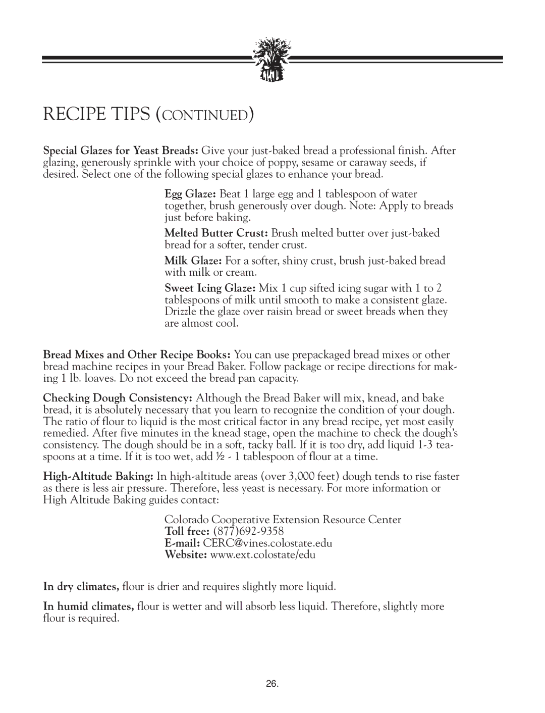 Breadman TR2828G instruction manual Recipe Tips 