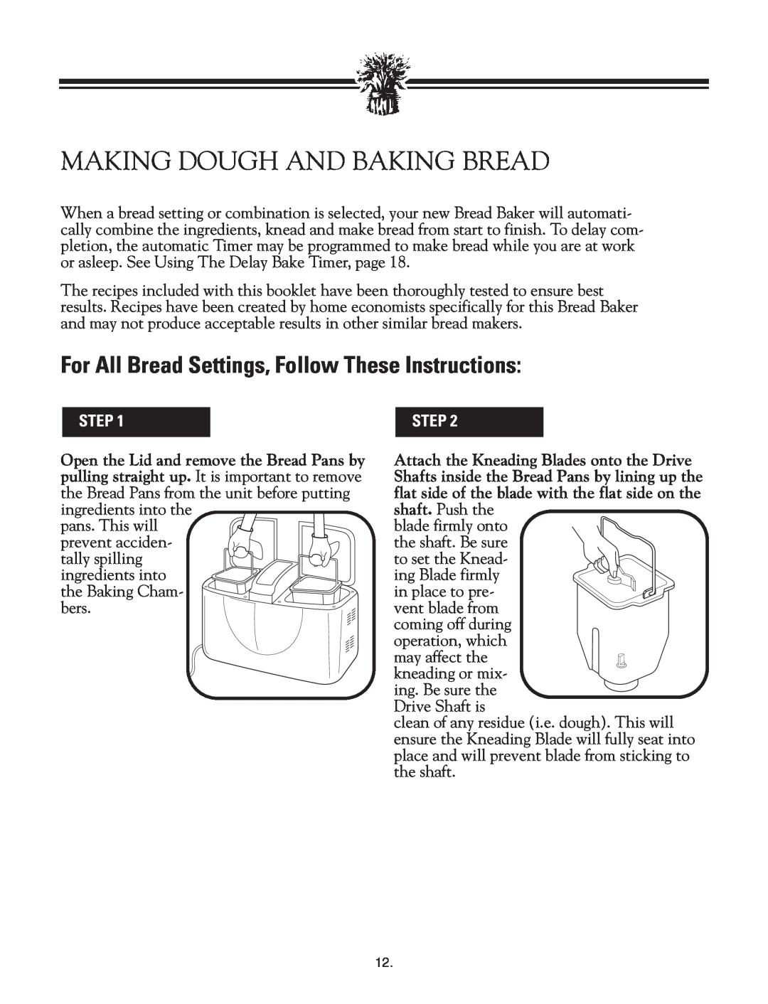 Breadman TR2828G instruction manual Making Dough And Baking Bread, For All Bread Settings, Follow These Instructions, Step 