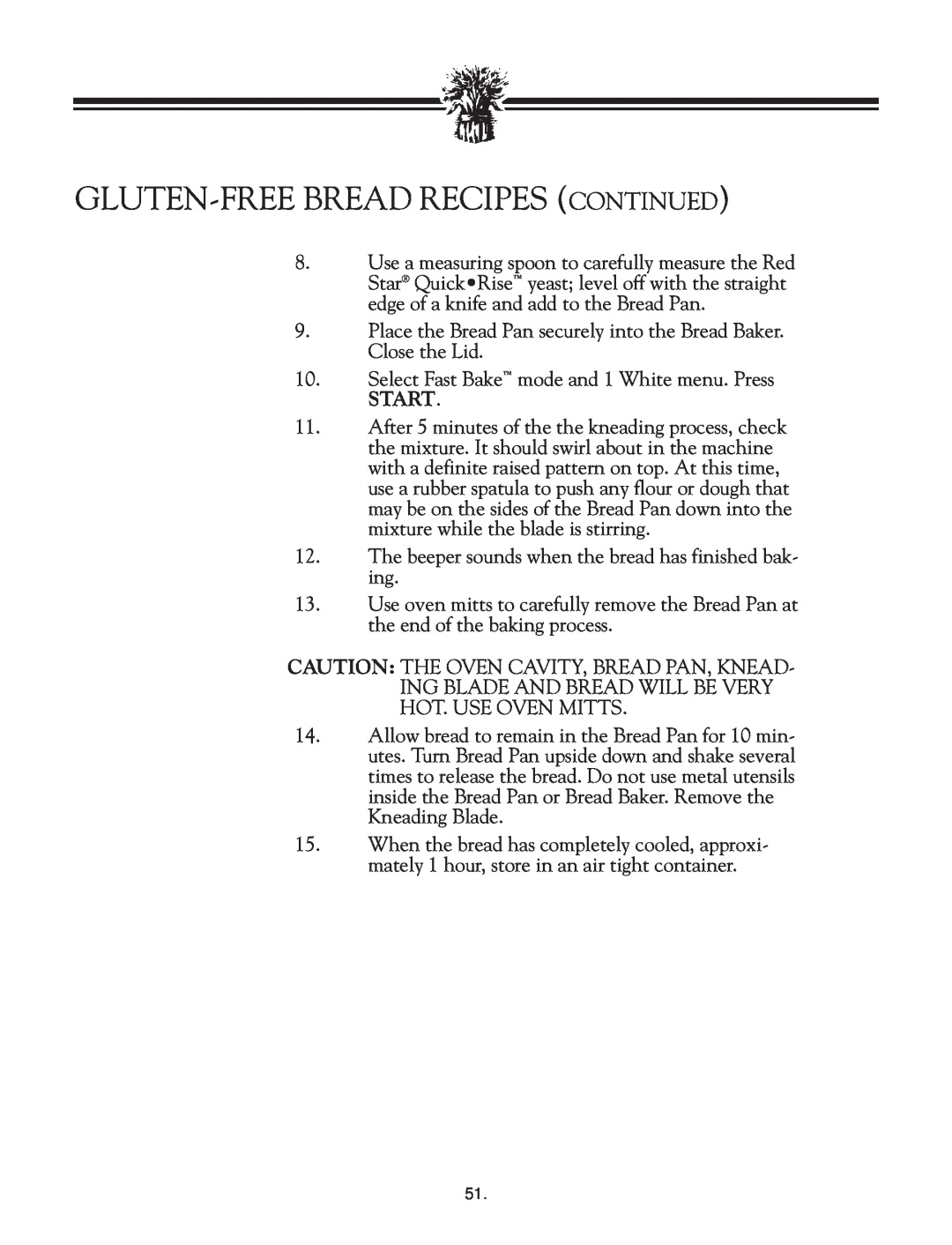 Breadman TR2828G instruction manual Gluten-Freebread Recipes Continued, Start 