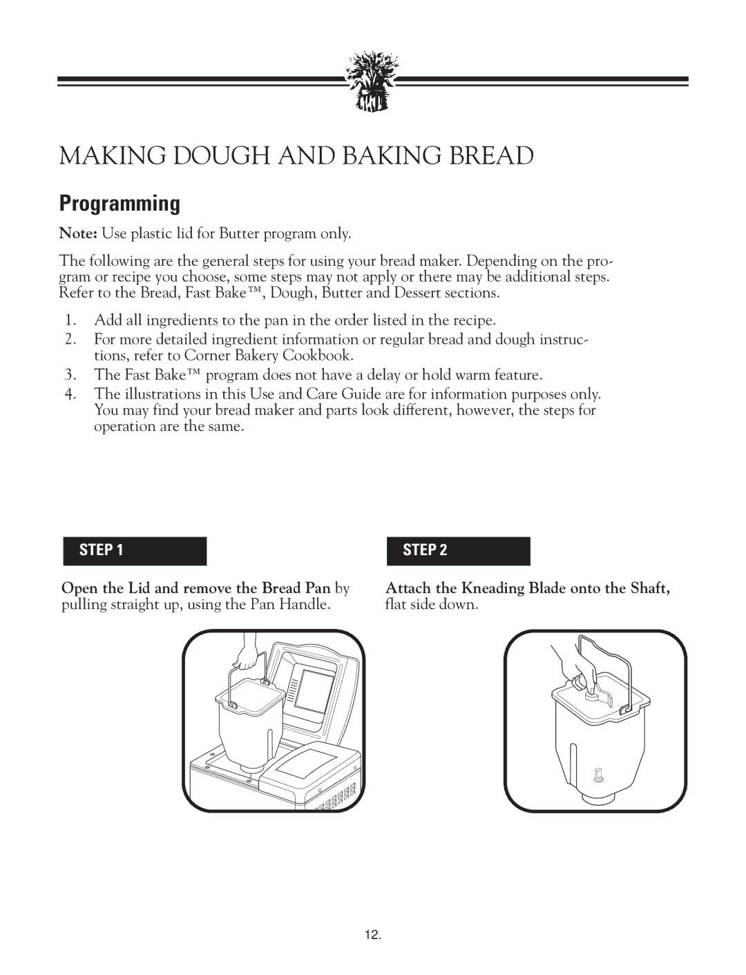 Breadman TR888 instruction manual Making Dough and Baking Bread, Programming 