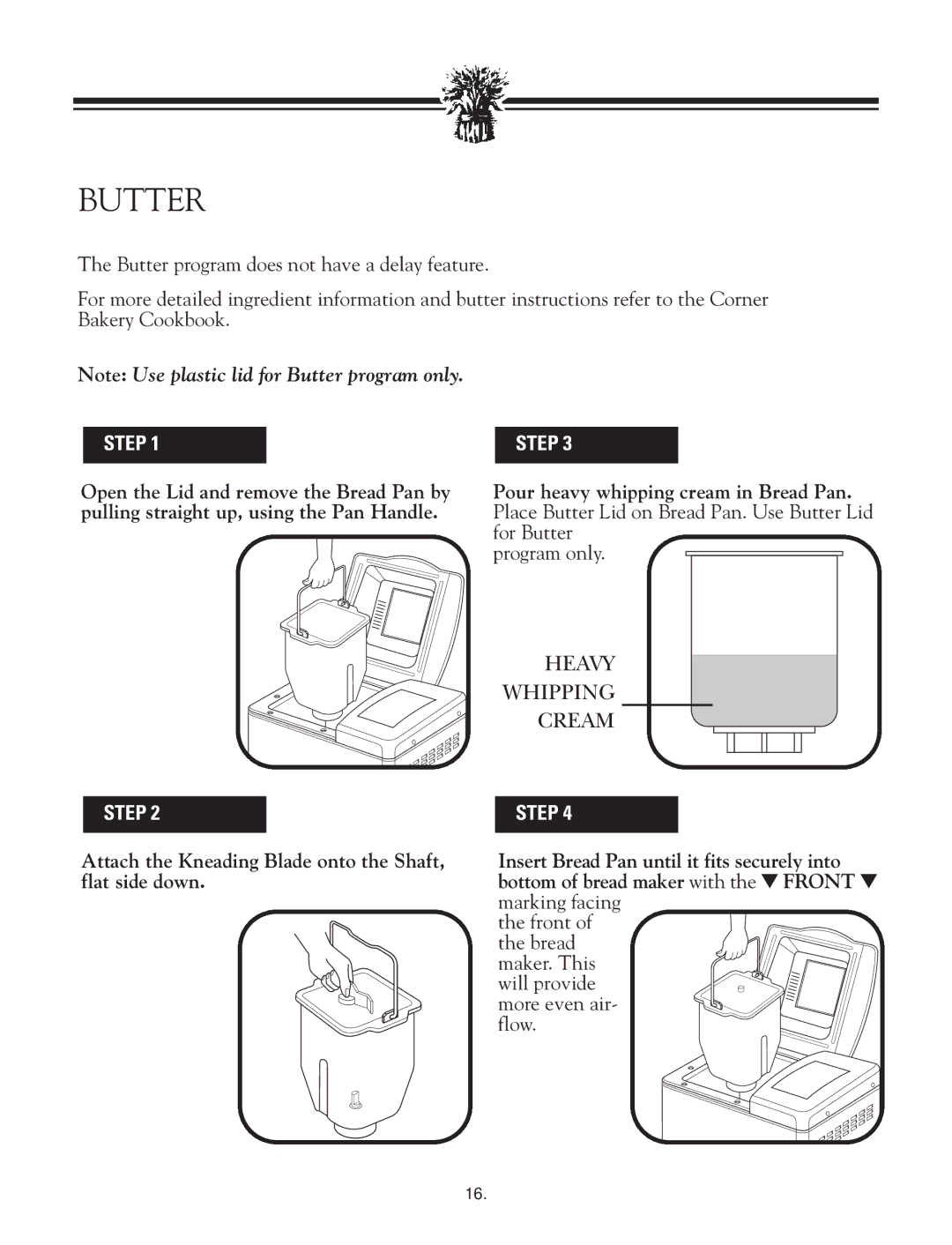 Breadman TR888 instruction manual Butter, Heavy Whipping Cream 