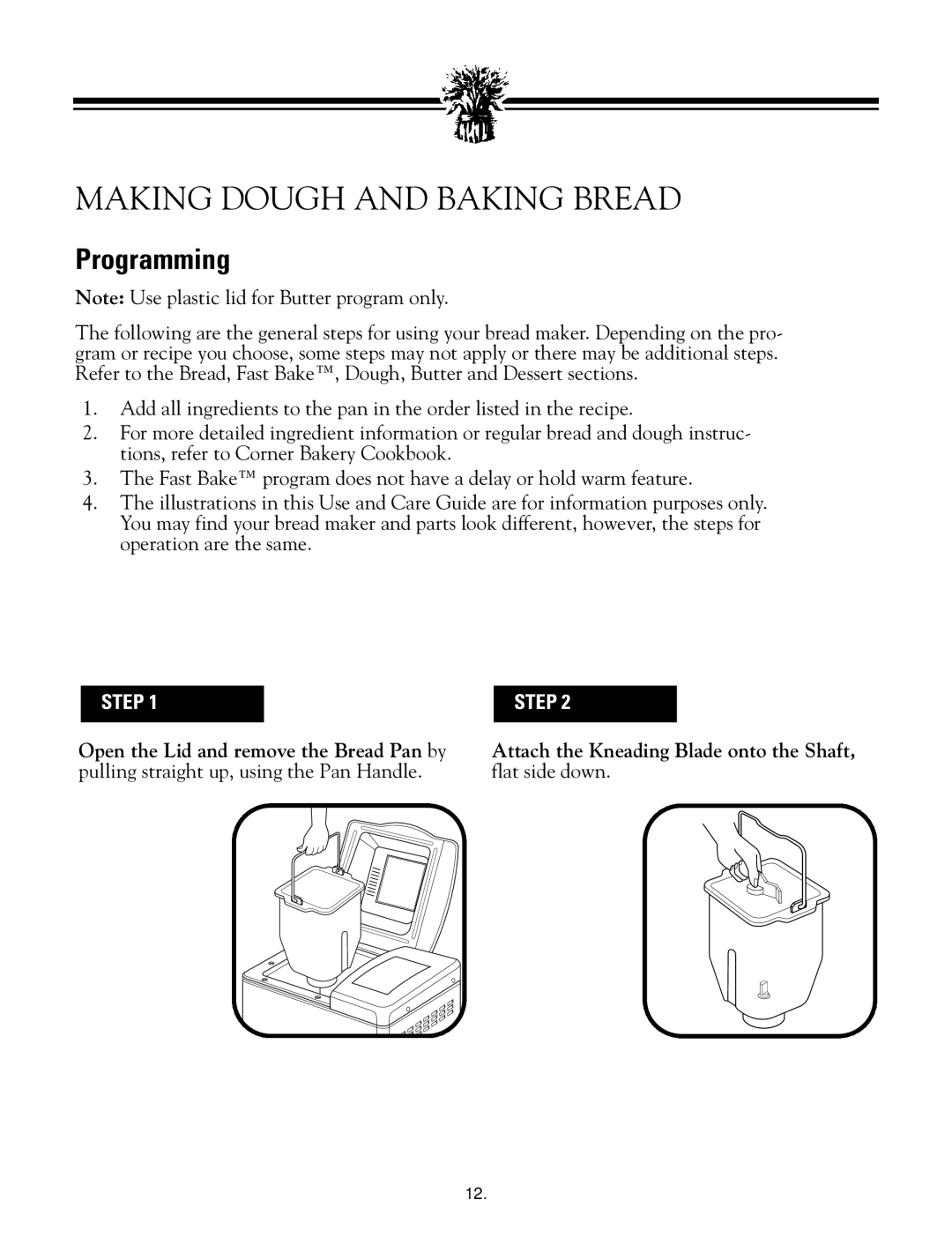 Breadman TR888 instruction manual Making Dough And Baking Bread, Programming, Step 