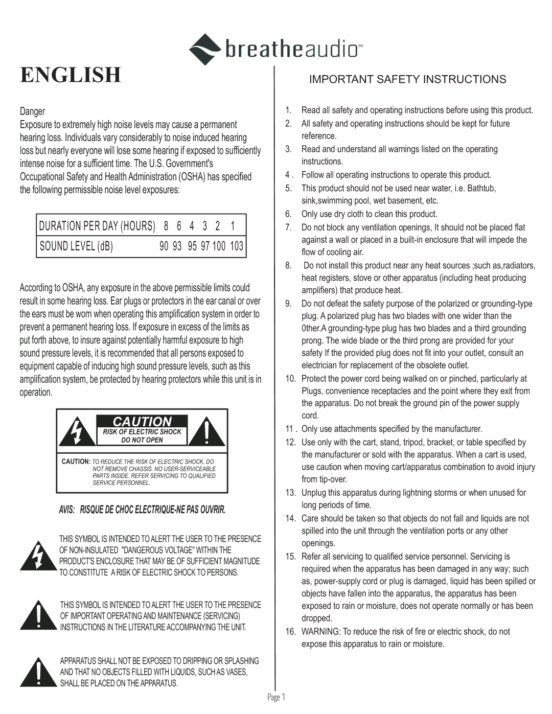 BreatheAudio BA-200 owner manual English 