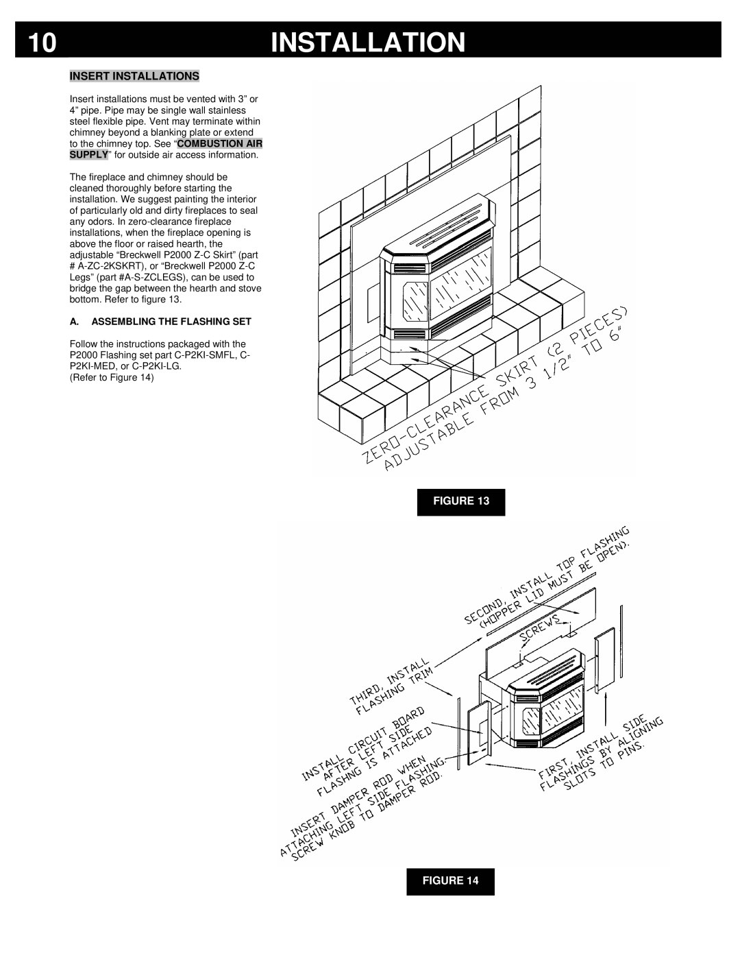 Breckwell P2000FS, P2000I owner manual Insert Installations, Assembling the Flashing SET 