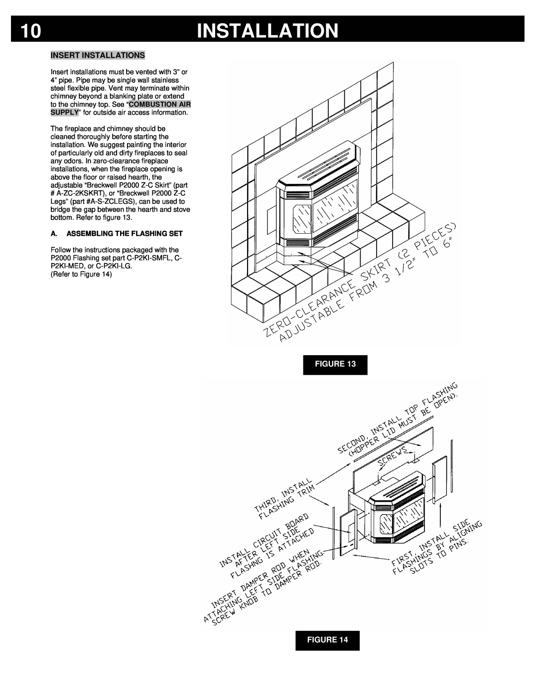 Breckwell P2000FS, P2000I owner manual Insert Installations, Figure Figure, A.Assembling The Flashing Set 