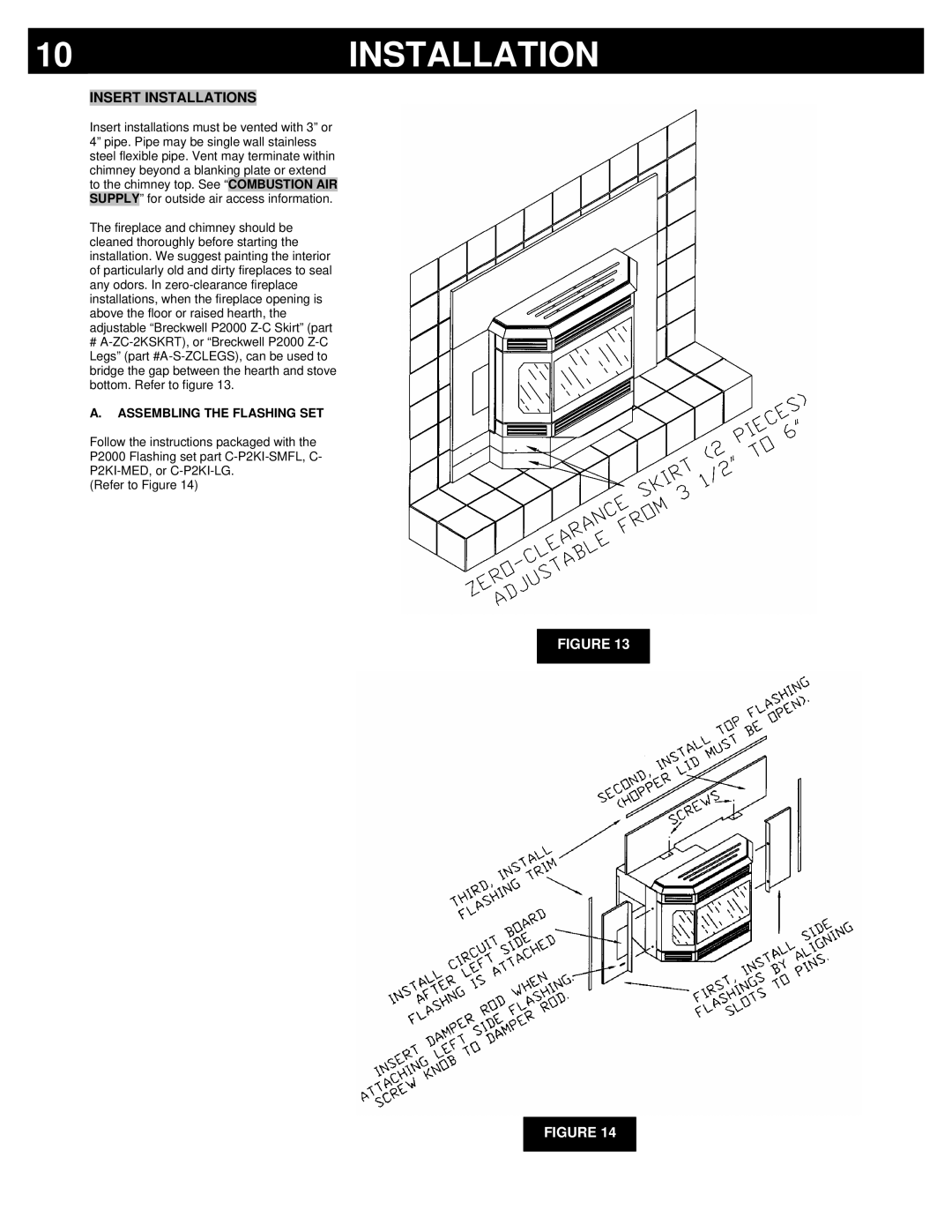 Breckwell P2000 owner manual Insert Installations, Assembling the Flashing SET 