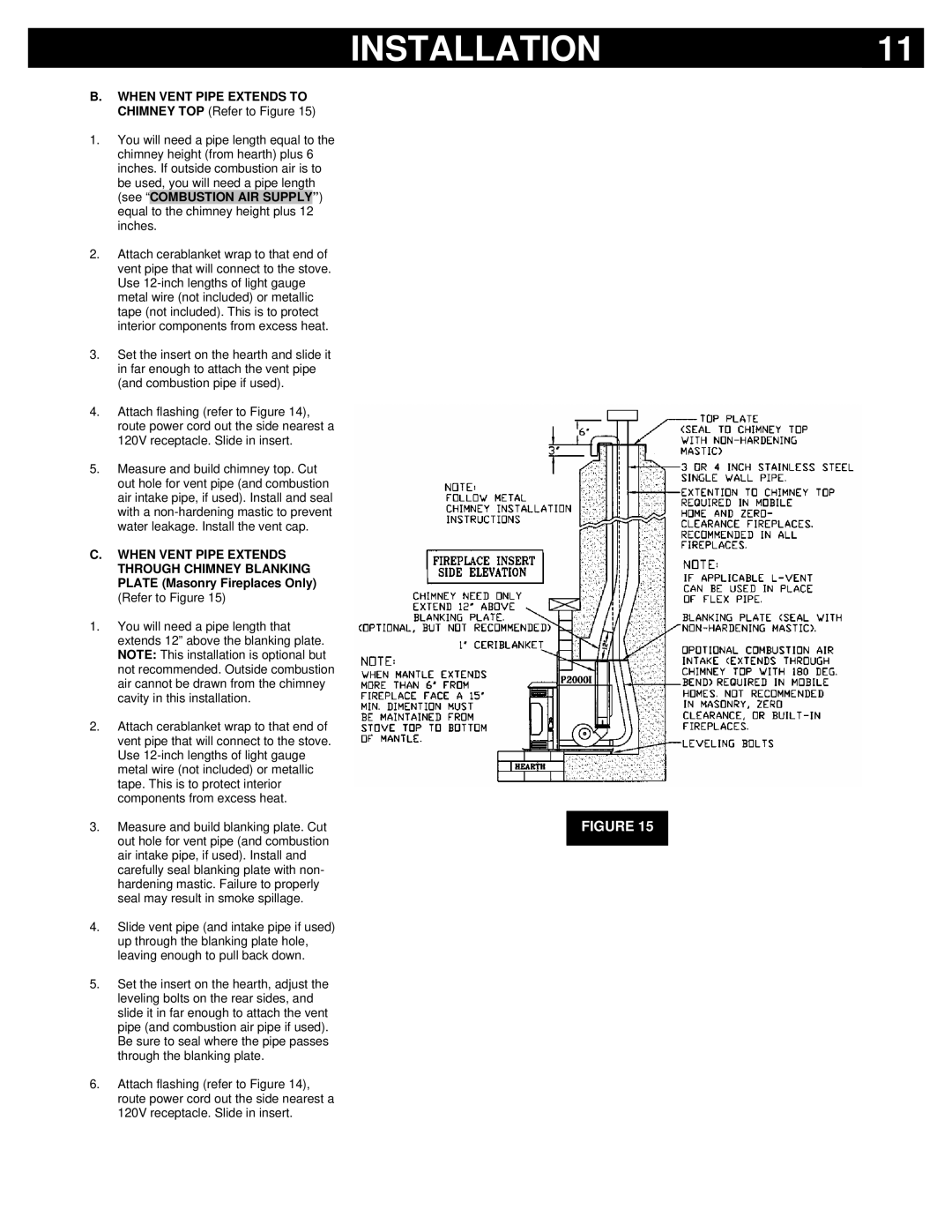 Breckwell P2000 owner manual When Vent Pipe Extends to Chimney TOP Refer to Figure 