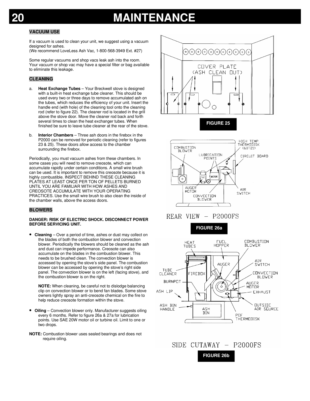 Breckwell P2000 owner manual Vacuum USE, Cleaning, Blowers 